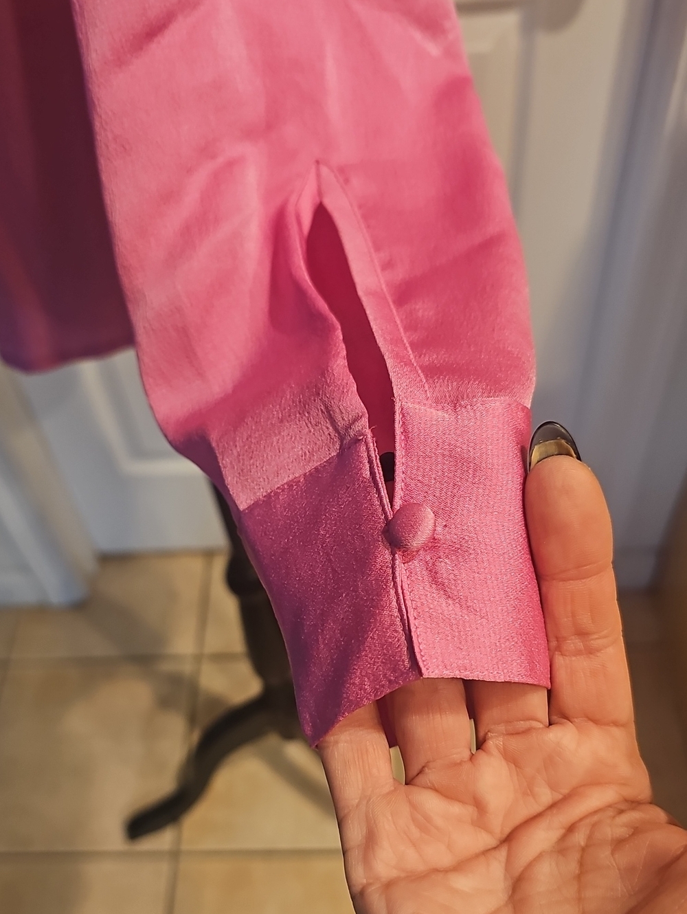 Express Hot Pink Ruffle-Trim Button Front Blouse - Picture 3 of 7